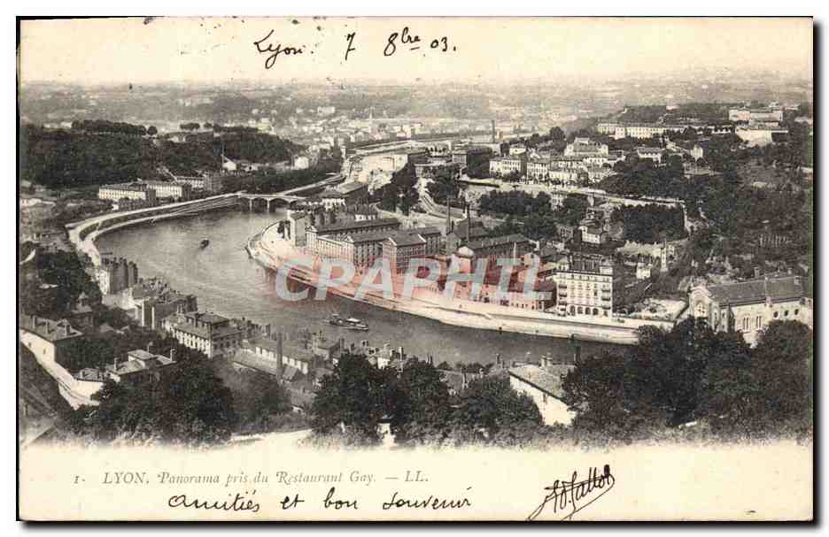 CPA Lyon Panorama pris du Restaurant Gay
