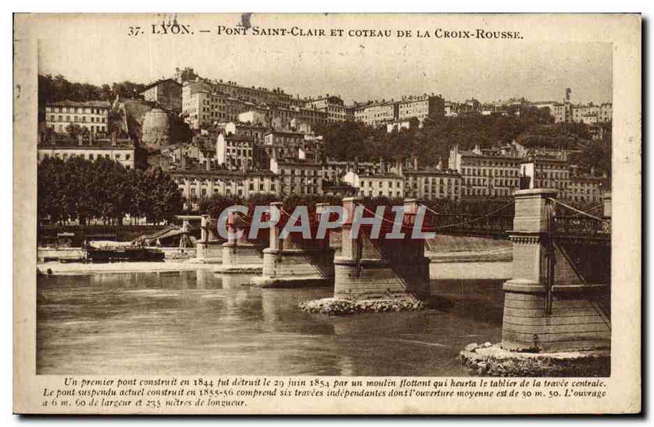 Lyon — Pont Saint-Clair und Croix-Rousse-Hügel — Verlag: Victor Hugo, Nr. 37