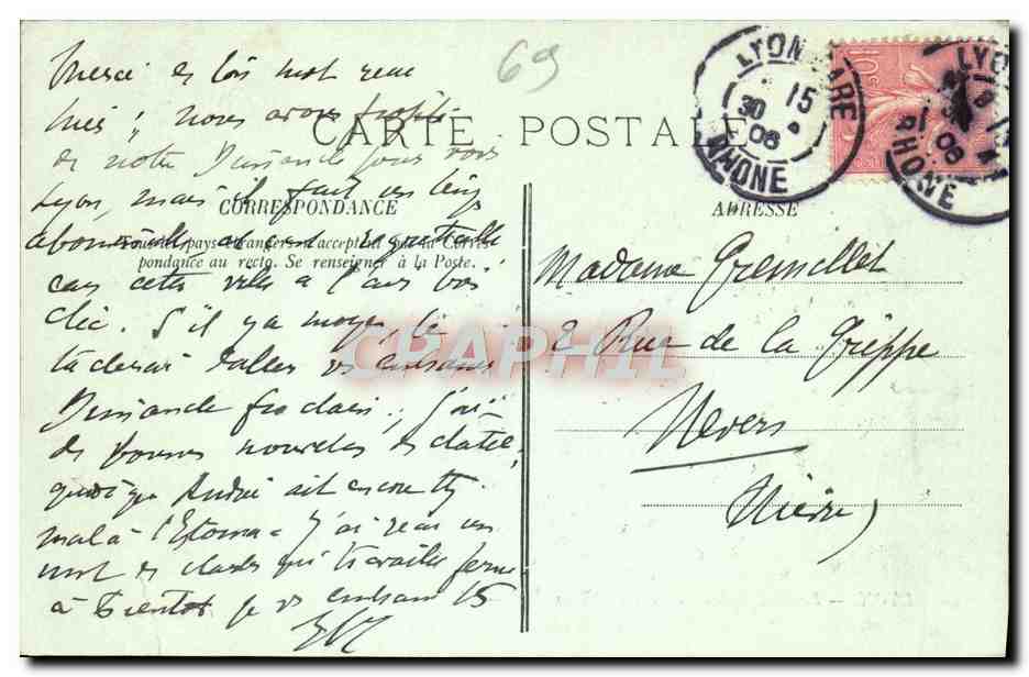 CPA Lyon La Cathedrale et le Coteau de Fourviere — Verso