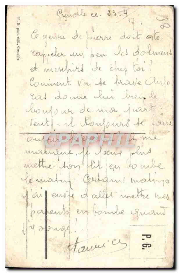 CPA Dauphine Ligne de la Mure La Pierre Percee Chevre — Verso