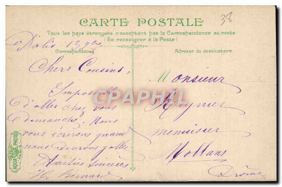 CPA Grenoble La Ville et le Moucherotte — Verso
