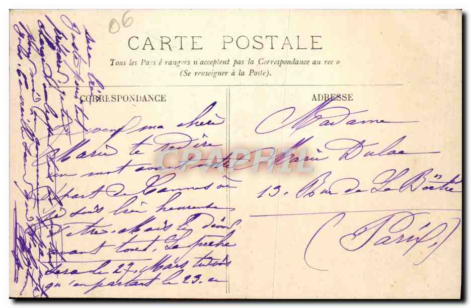 CPA Cannes Panorama Pris du Mont Chevalier — Verso