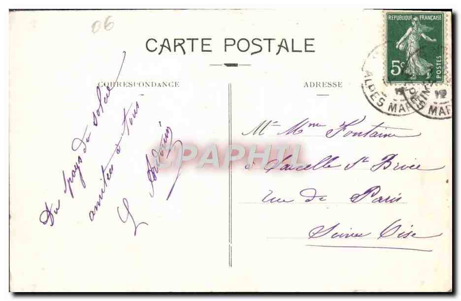 CPA Menton La Vieille Ville — Rückseite