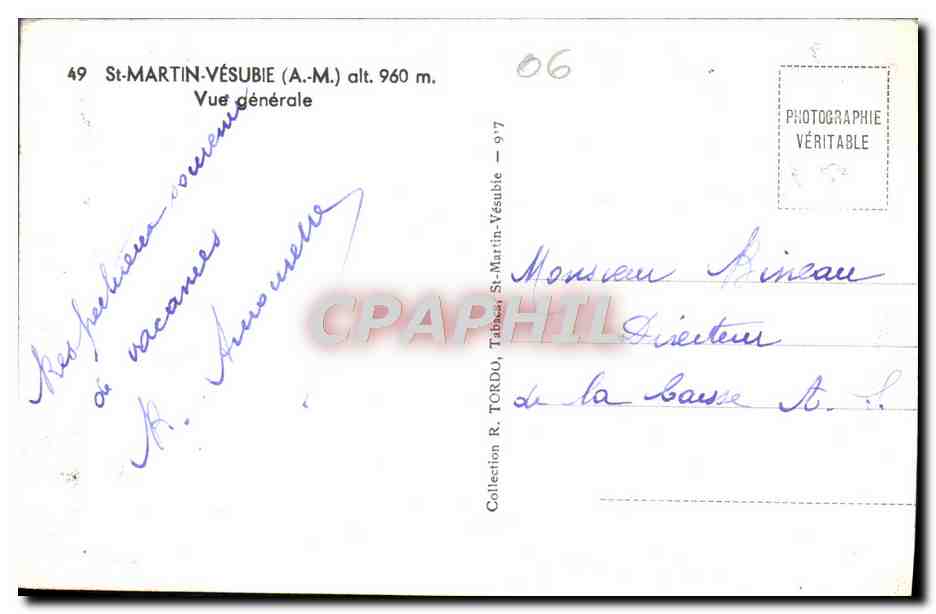 CPM St Martin Vesubie Vue Generale — Rückseite