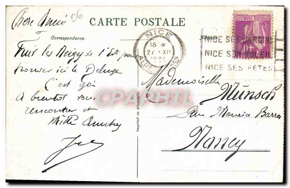 CPA Nice Promenade des Anglais — Verso