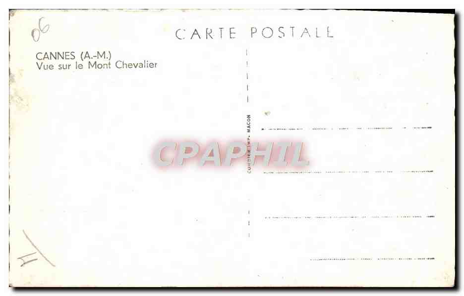 CPM Cannes Vue Sur le Mont Chevalier — Rückseite