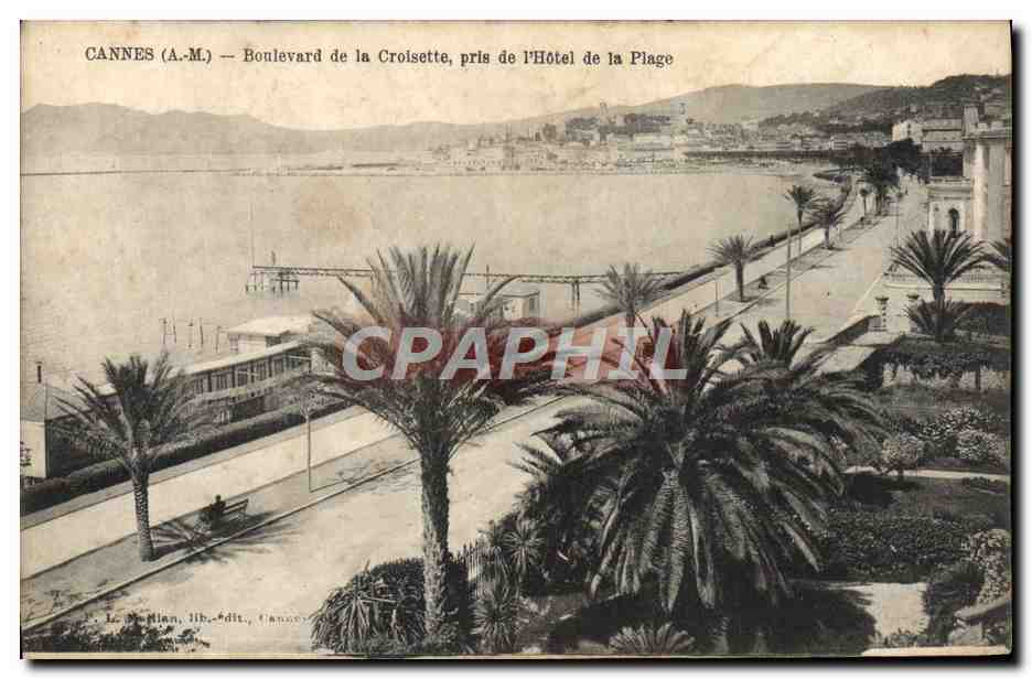 CPA Cannes Boulevard de la Croisette Pris de L'Hotel de la Plage