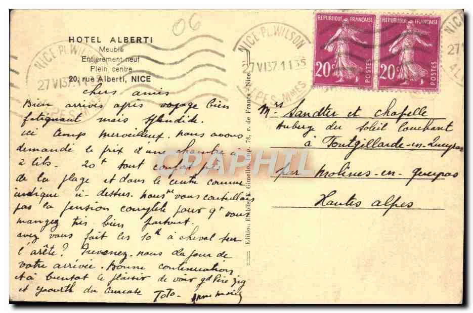 CPA Hotel Alberti Rue Nice — Back
