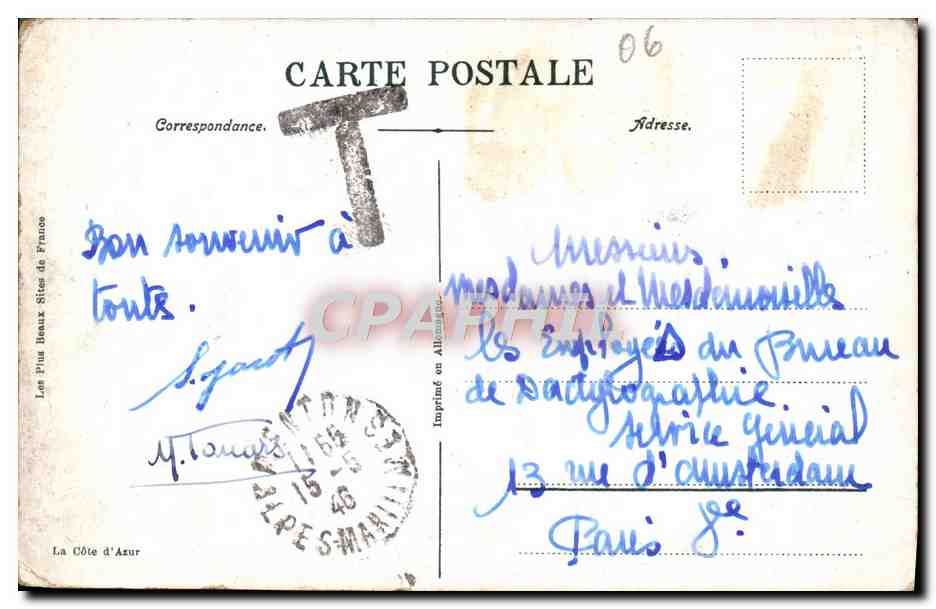 CPA Nice Vue Generale — Verso