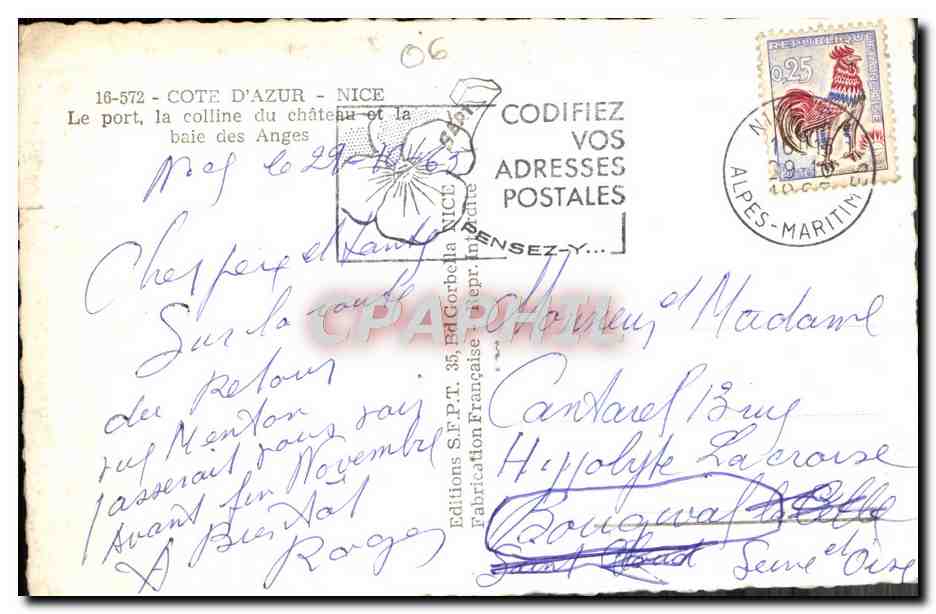 CPM Nice Le Port la Colline du Chateau et la baie des anges — Verso