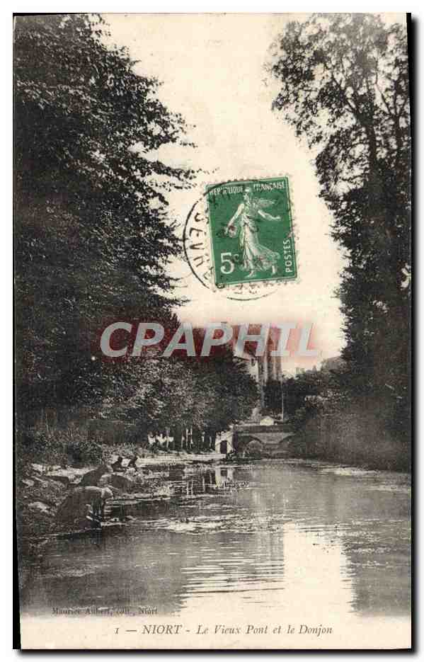 CPA Niort Le vieux pont et le donjon 