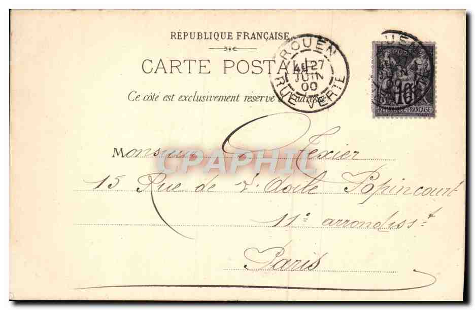 CPA Rouen Fontaine de la pucelle  — Rückseite