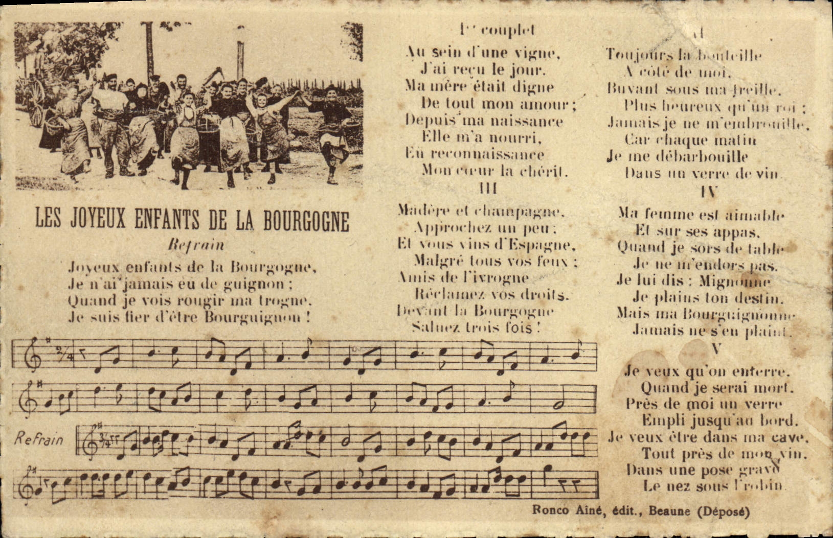 Les Joyeux Enfants de la Bourgogne — Ronco Aîné, édit., Beaune (Déposé)