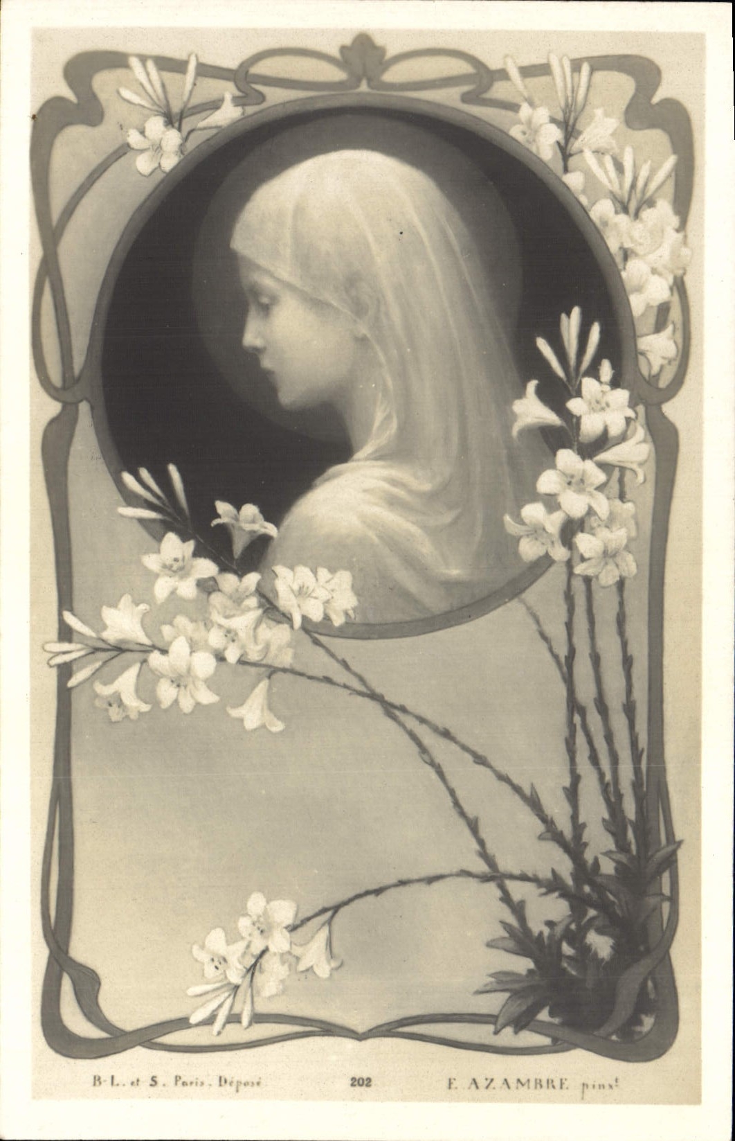 Jeune femme voilée — portrait en buste — F. Azambre, Paris, n° 202