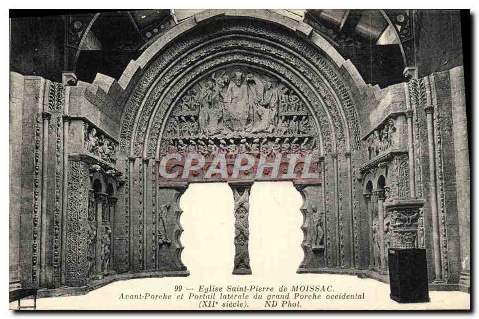 Église Saint-Pierre de Moissac — Avant-Porche et Portail latéral du grand Porche occidental (XIIe siècle) — ND Phot.