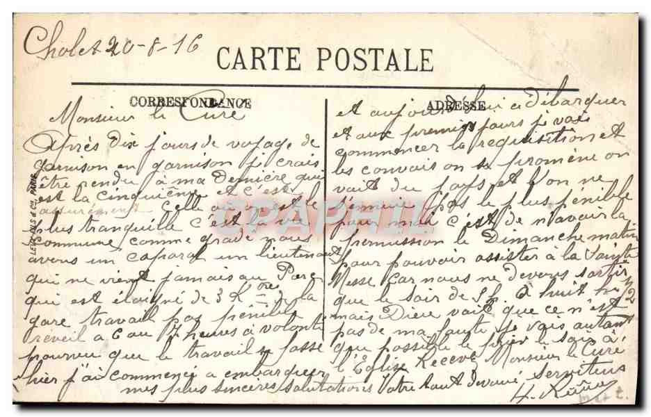 CPA Cholet Marche aux bestiaux et Eglise Notre Dame — Rückseite