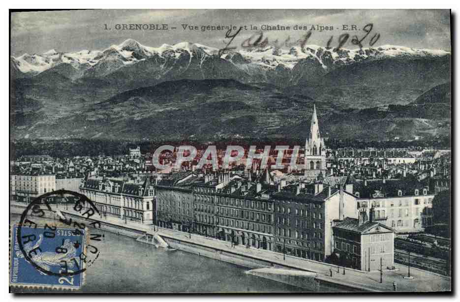 Grenoble — Vue générale et la Chaîne des Alpes — E.R. n°1