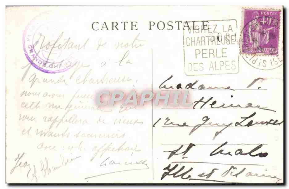 CPA Dauphine Le Couvent de la Grande Chartreuse Vue generale — Verso