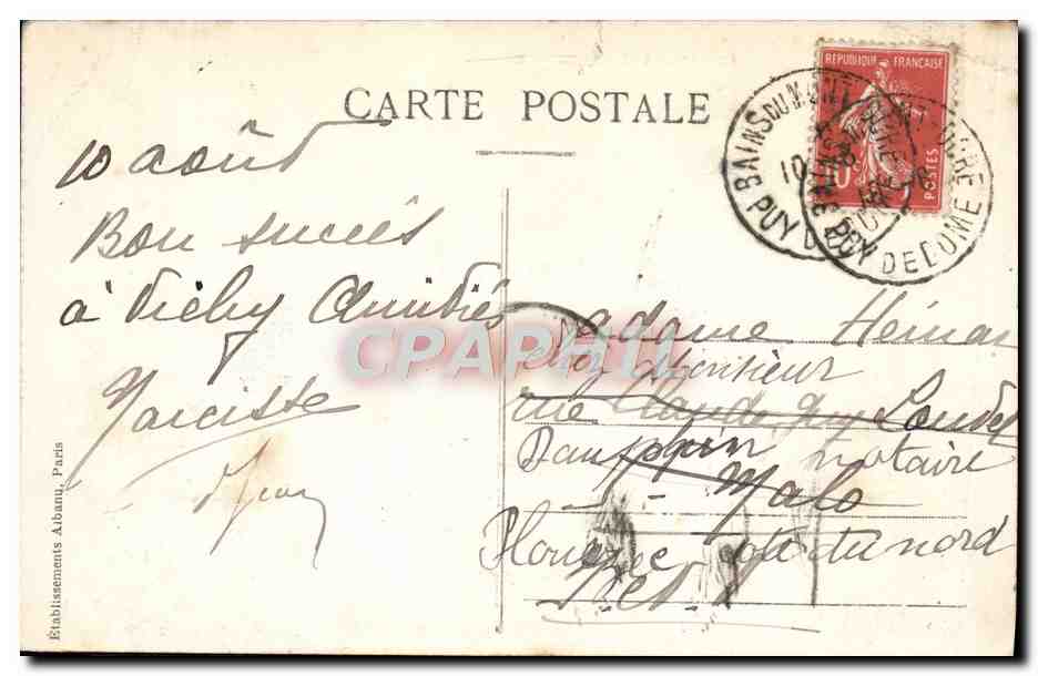 CPA Le Mont Dore Le Casino — Verso