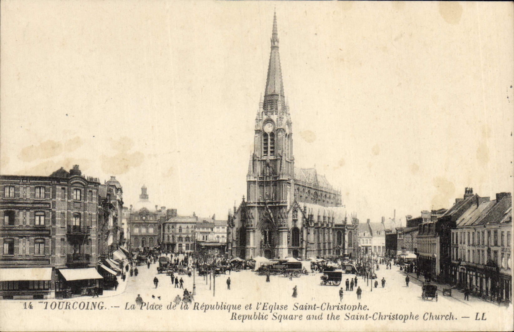 Tourcoing — Place de la République and Church of Saint-Christophe — LL