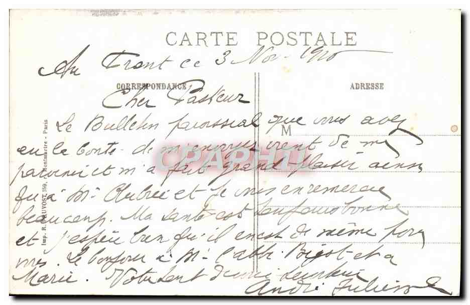 CPA Amiens La Cathedrale Militaria — Rückseite