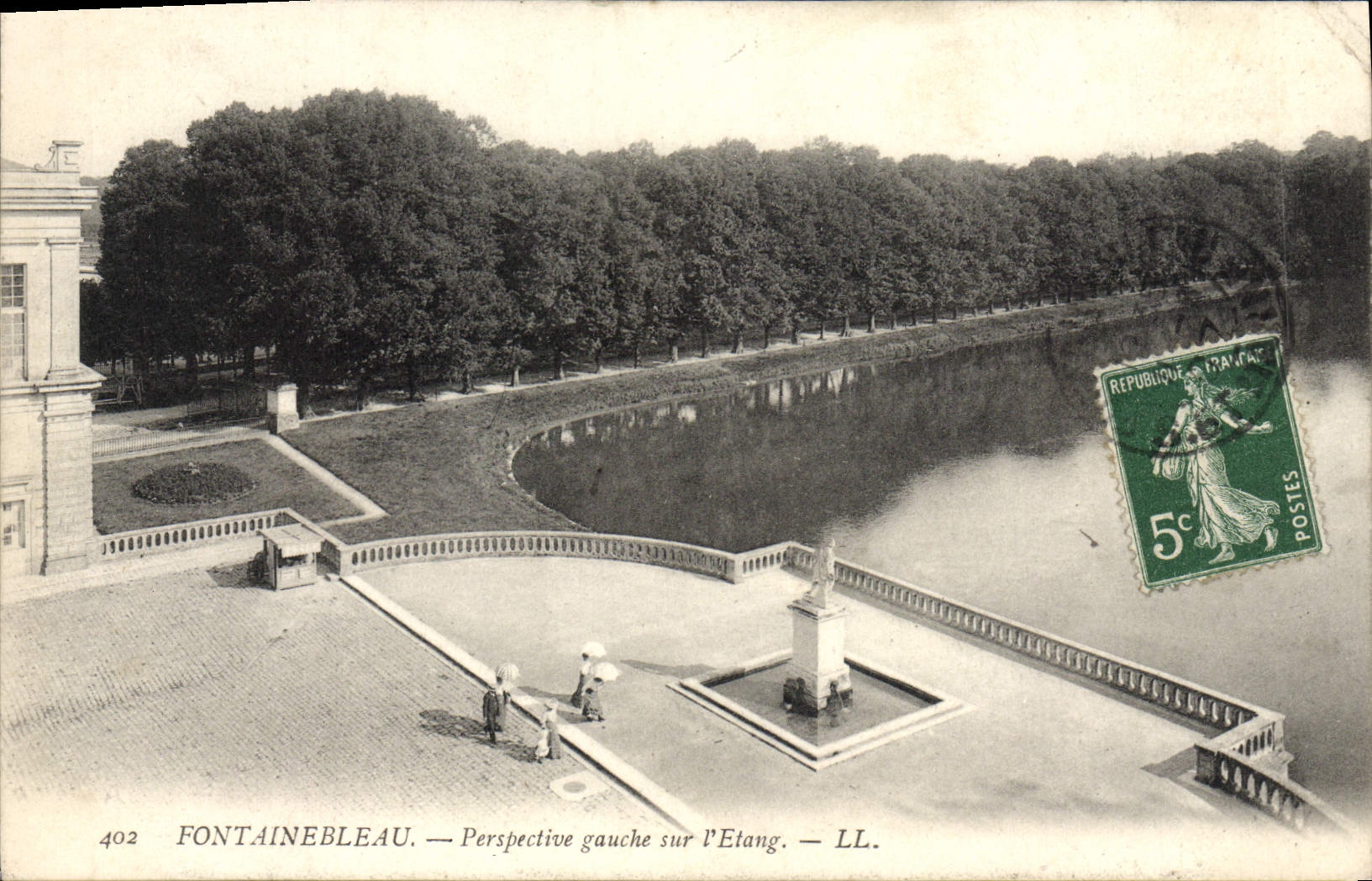 Fontainebleau — Vista izquierda sobre el Etang — LL. — n° 402 - Anverso