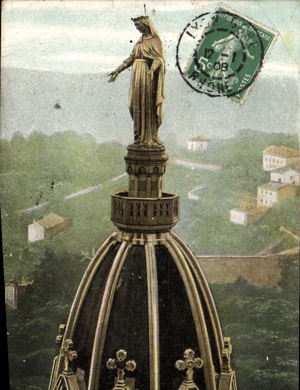 CPA Lyon La vierge doree de Fourvieres