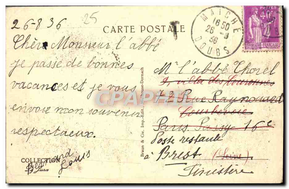 Maiche — Montjoie depuis le château — Braun & Cie, Imp. Dornach — Back