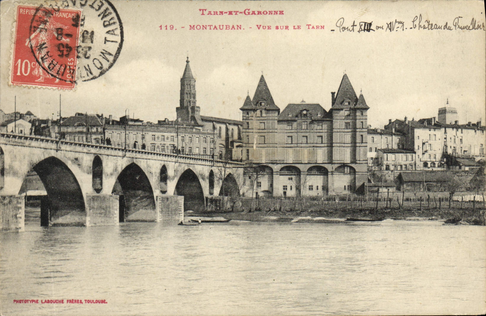 Montauban - Vue sur le Tarn - Pont XIII ou XIV. Château du Trucellier