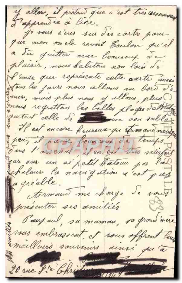 Toulon — Mourillon. Anse du Fort Saint-Louis — Éditeur non identifié, n° de série 65 — Verso