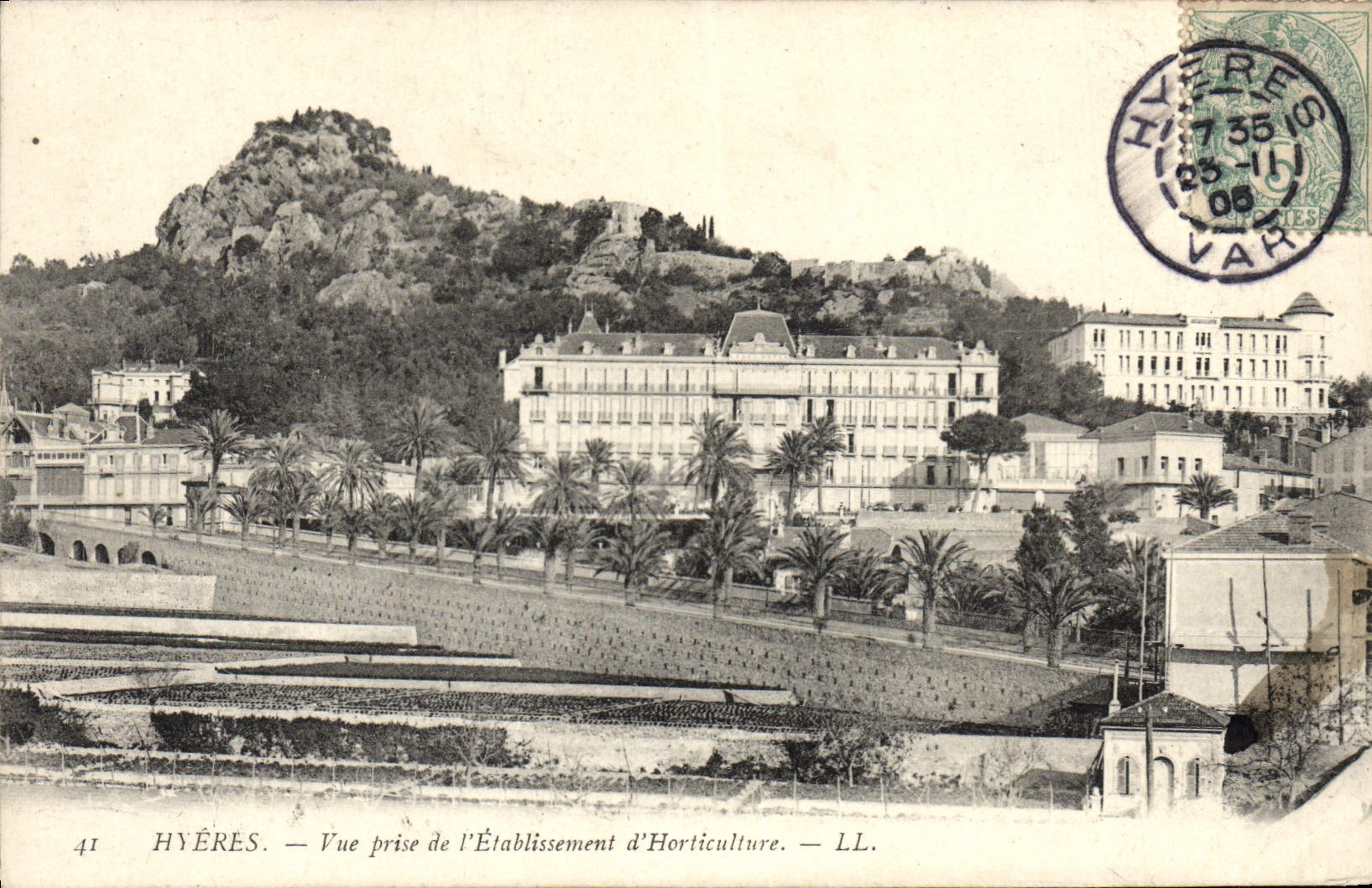 Hyères — Vue prise de l'Établissement d'Horticulture — LL.