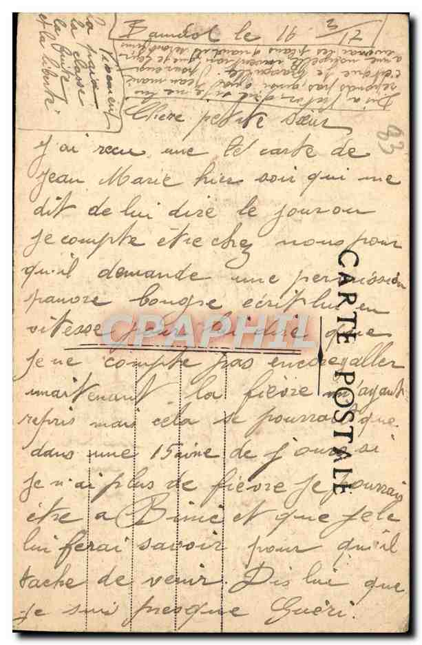 Bandol — Le Château fort et la Jetée — Éditeur inconnu, n° 18 — Verso