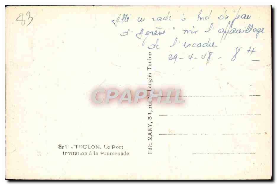 Tarjeta postal moderna Toulon Le Port Bateaux — Reverso