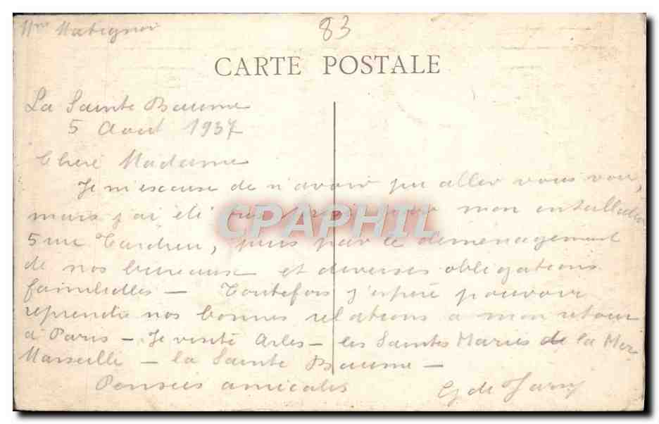 CPA La Sainte Baume Hotellerie et Nazareth Vue d'ensemble — Rückseite