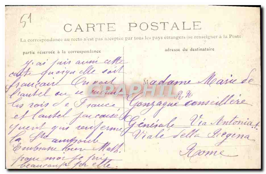 CPA Reims Eglise Le Tombeau — Rückseite