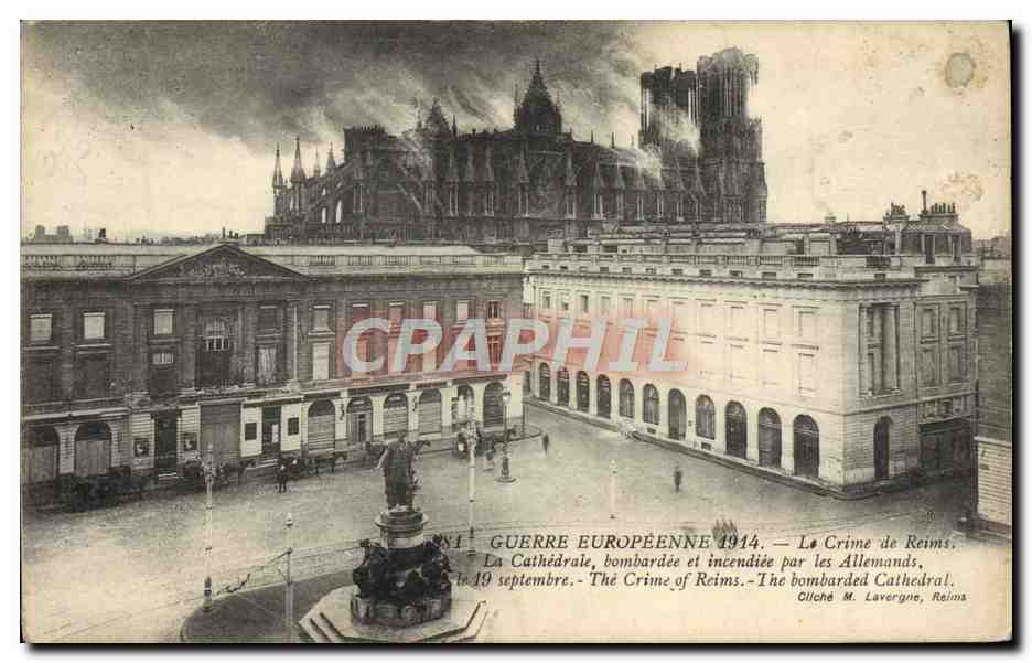CPA Reims Cathedrale Militaria