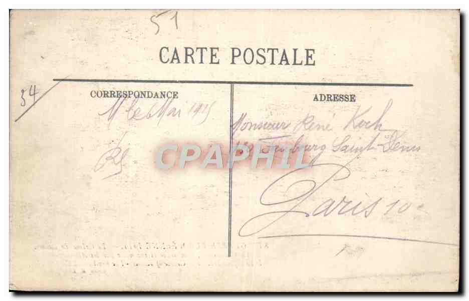 CPA Reims Cathedrale Militaria — Verso