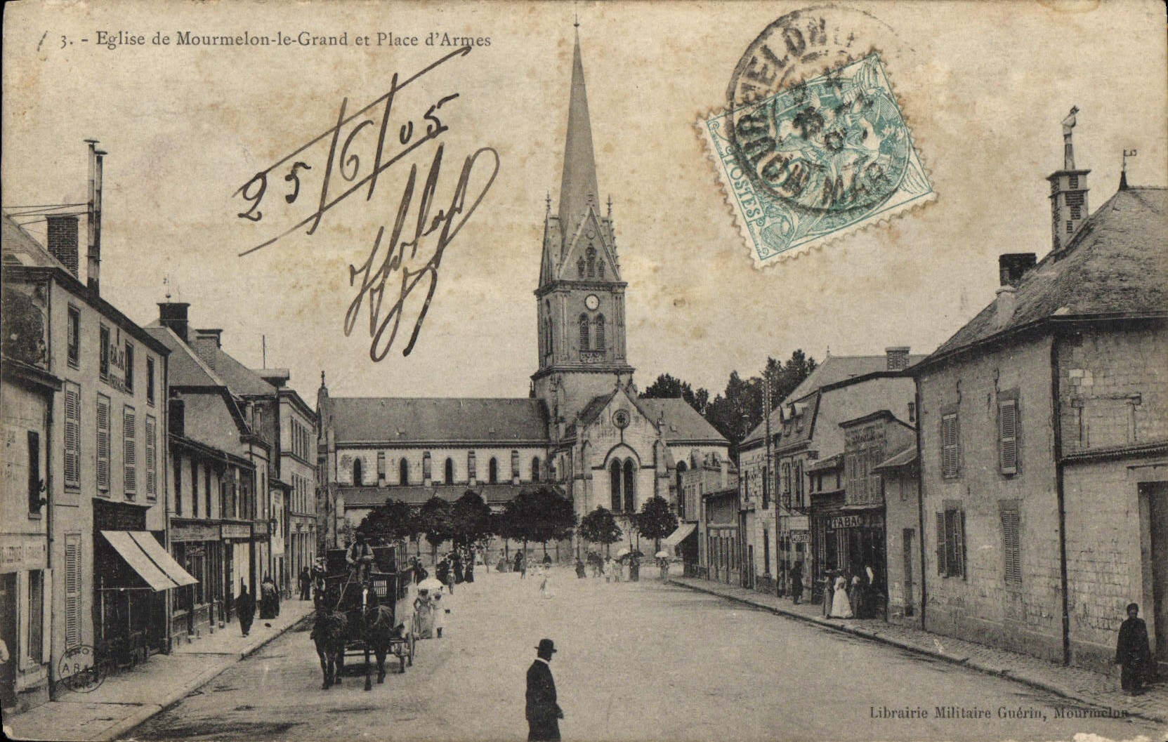 Église de Mourmelon-le-Grand et Place d'Armes — Librairie Militaire Guérin, Mourmelon