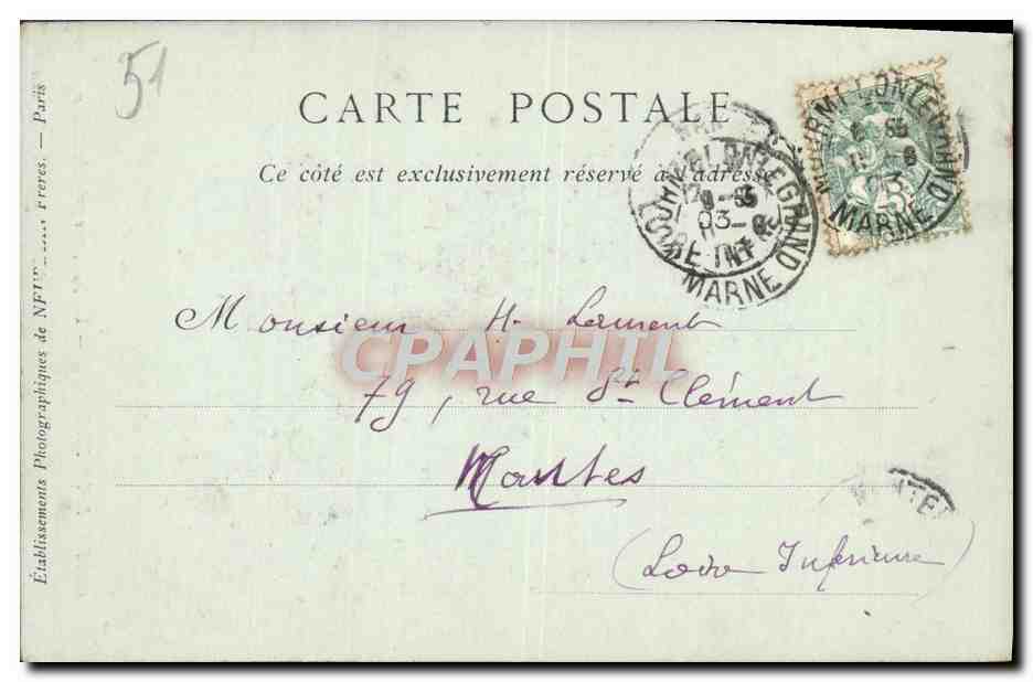 CPA Reims La Cathedrale La nef vue prise du choeur — Rückseite