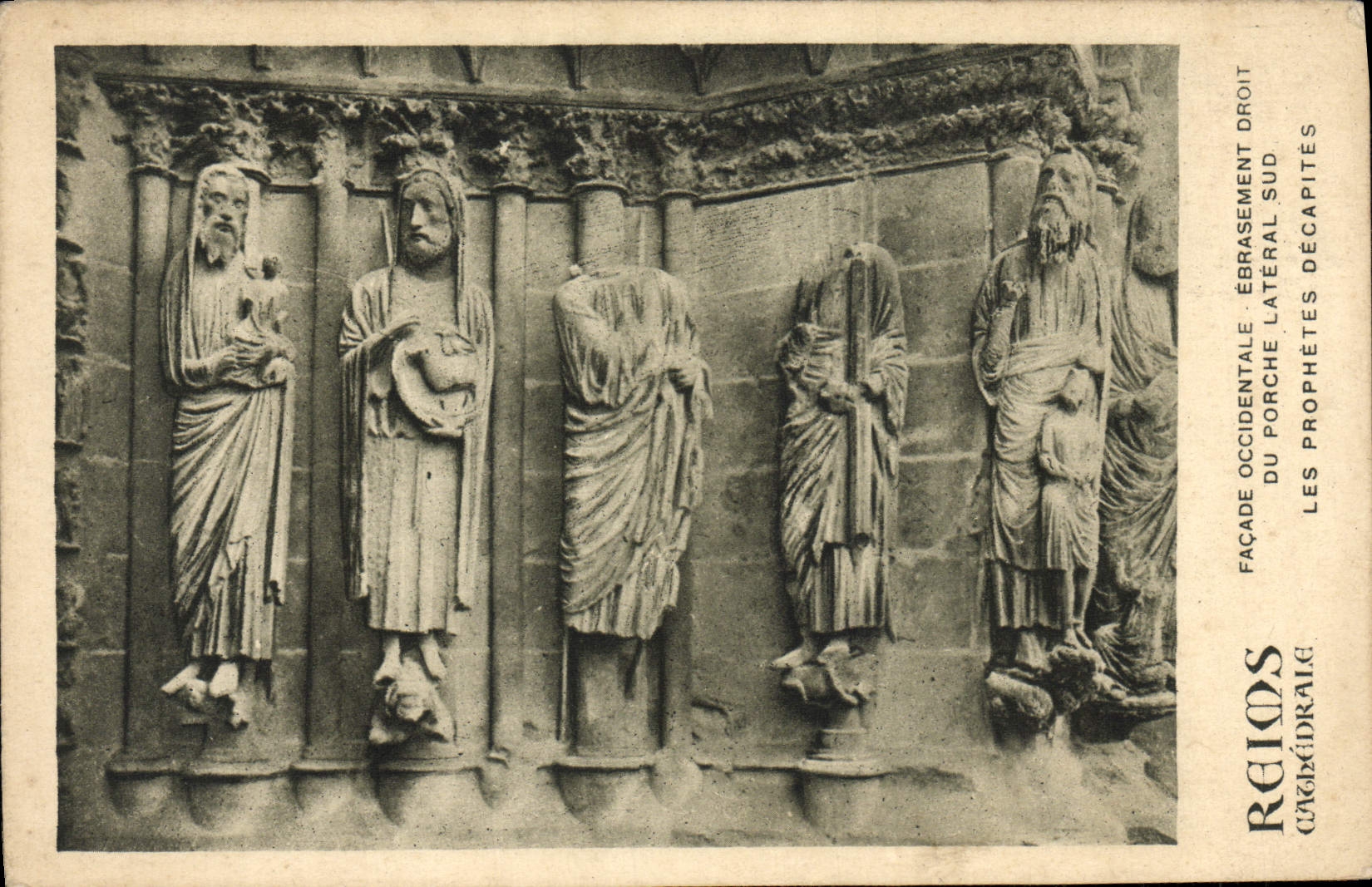Les Prophètes Décapités — Façade occidentale, ébrasement du porche latéral sud — Cité de Reims