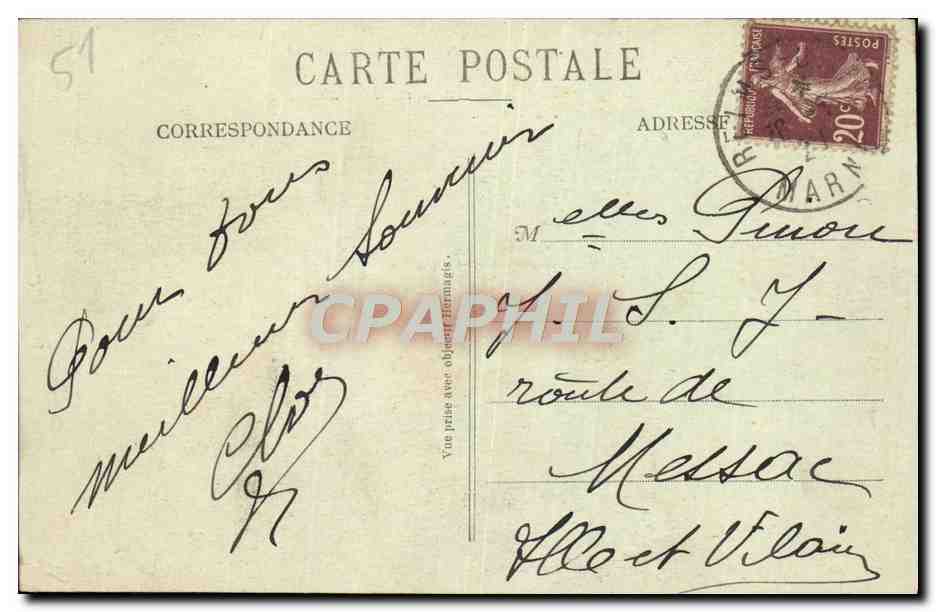 CPA Reims La Cathedrale Apres le Bombardement Militaria — Verso
