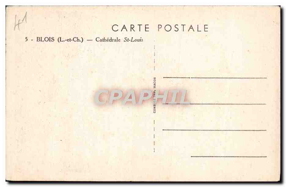 CPA Blois Cathedrale St Louis — Back
