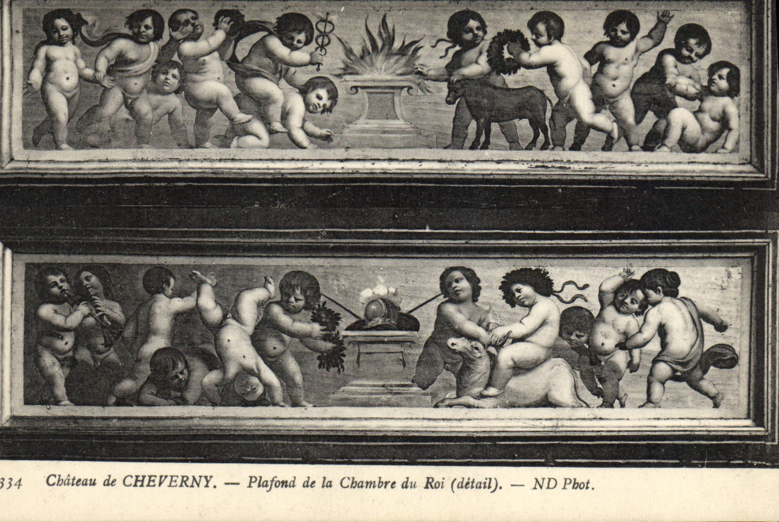 Château de CHEVERNY — Plafond de la Chambre du Roi (détail) — ND Pbot.