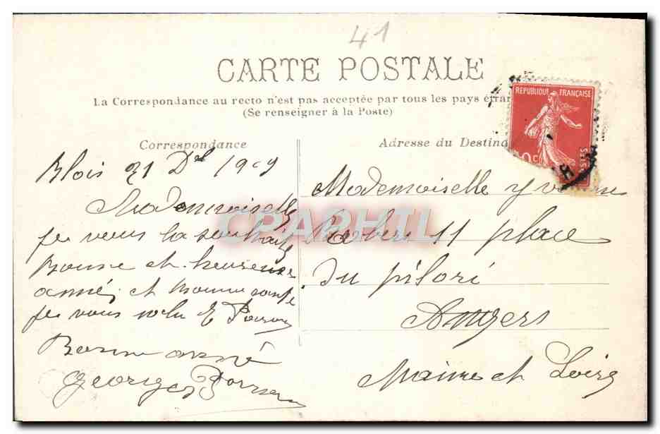 CPA Blois Square Victor Hugo Statue d'Augustin Thierry — Back