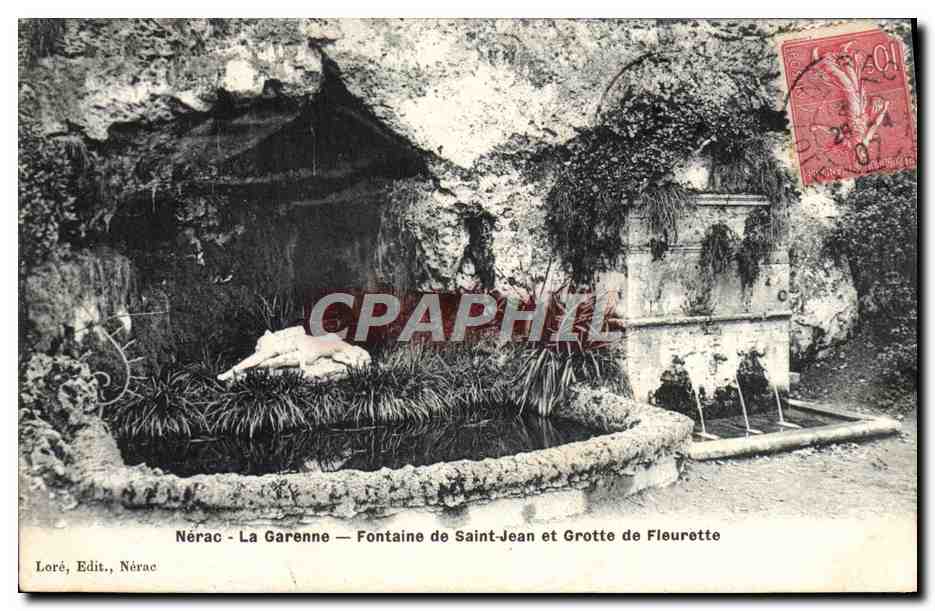 CPA Nerac La Garenne Fontaine De Saintn Jean Et Grotte De Fleurette