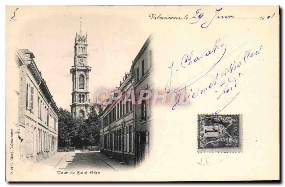 Antike Ansichtskarte Valenciennes Der Tour De Saint Gery