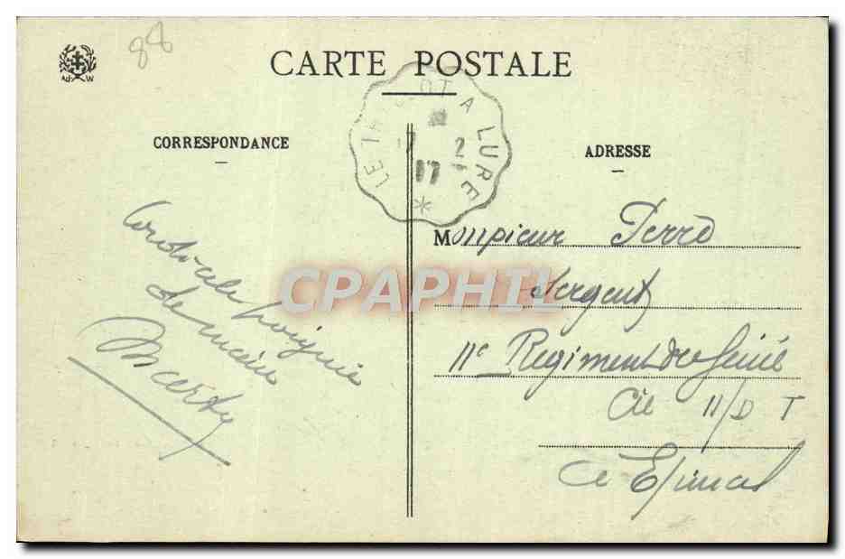 Le Tunnel de Bussang (Côté Alsacien) — Frontière avant la guerre 1914-15-16-17 — Ad. Weick, Saint-Lié, n° 4965 — Verso