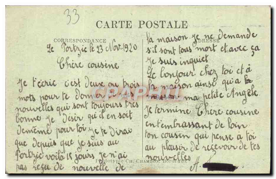 CPA Bordeaux Monument Des Girondins — Verso