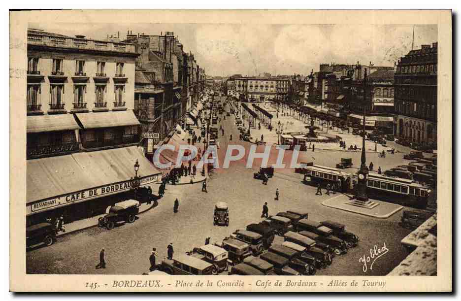 CPA Bordeaux Place De La Comedie Cafe De Bordeaux Allees de Tourny