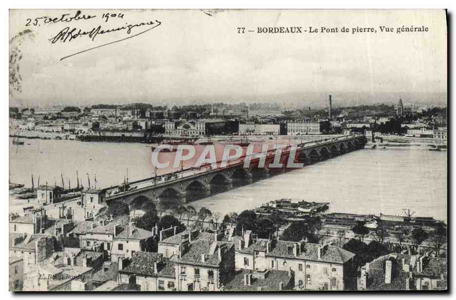 CPA Bordeaux Le Pont De Pierre Vue Generale
